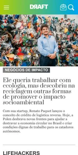 Preview of the Projeto Draft website, a media outlet in Brazil for sponsored articles