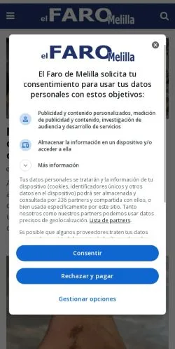 Podgląd witryny El Faro De Melilla, medium z kraju Hiszpania do artykułów sponsorowanych