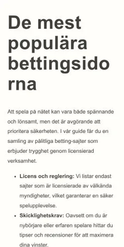 Forhåndsvisning av nettstedet bettingsystem.se, medium fra Sverige for sponsede artikler