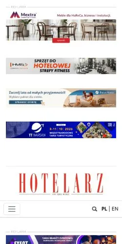 Anteprima del sito Hotelarz, media di Polonia per articoli sponsorizzati