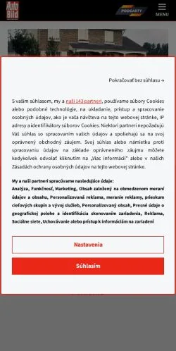 Podgląd witryny AutoBild, medium z kraju Słowacja do artykułów sponsorowanych
