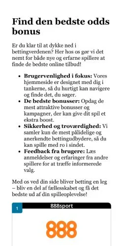 Aperçu du site bettingspot.dk, média de Danemark pour articles sponsorisés
