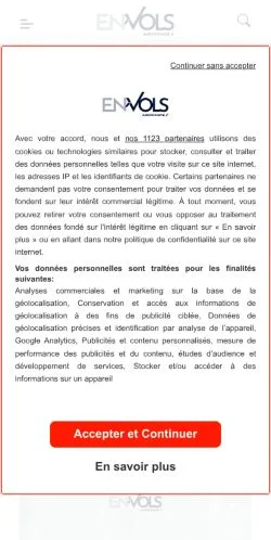 Anteprima del sito EnVols, media di Francia per articoli sponsorizzati