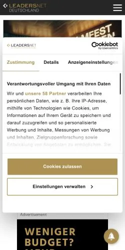 Podgląd witryny Leadersnet, medium z kraju Niemcy do artykułów sponsorowanych