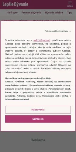 Anteprima del sito Lepšie Bývanie, media di Slovacchia per articoli sponsorizzati