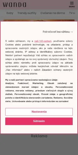 Podgląd witryny Wanda, medium z kraju Słowacja do artykułów sponsorowanych