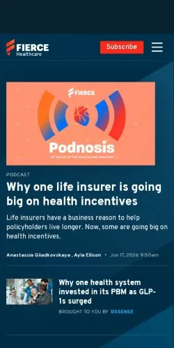 Anteprima del sito Fierce Healthcare, media di Stati Uniti per articoli sponsorizzati