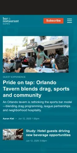 スポンサード記事向けのアメリカ合衆国メディア、Bar & Restaurantのサイトプレビュー