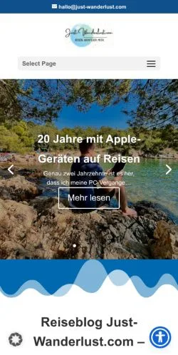Podgląd witryny Just-Wanderlust, medium z kraju Niemcy do artykułów sponsorowanych