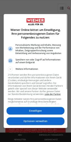 Podgląd witryny WIENER, medium z kraju Austria do artykułów sponsorowanych