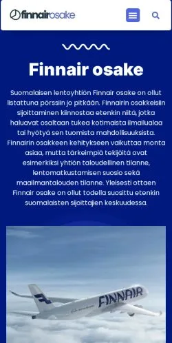 Podgląd witryny Finnair Osake, medium z kraju Finlandia do artykułów sponsorowanych