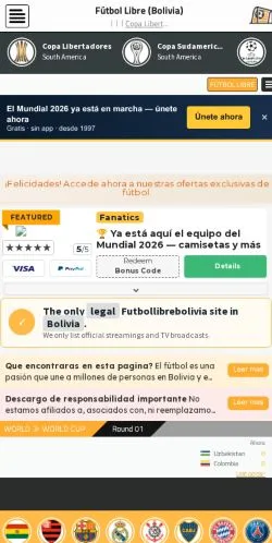 Anteprima del sito Fútbol Libre Bolivia, media di Spagna per articoli sponsorizzati