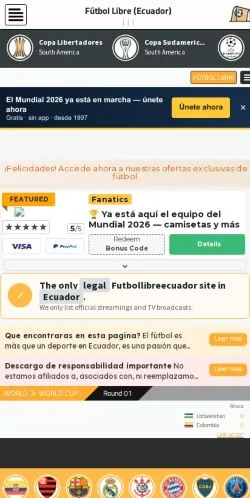 Anteprima del sito Fútbol Libre Ecuador, media di Spagna per articoli sponsorizzati