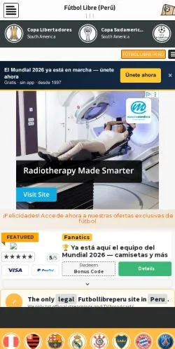 Anteprima del sito Fútbol Libre Perú, media di Spagna per articoli sponsorizzati