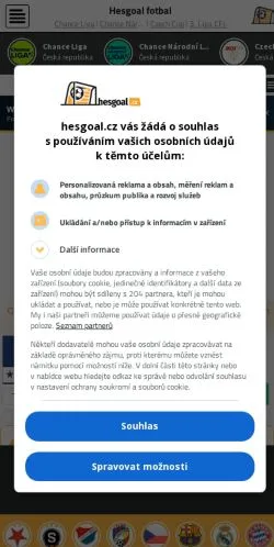 Anteprima del sito Hesgoal Fotbal, media di Cechia per articoli sponsorizzati