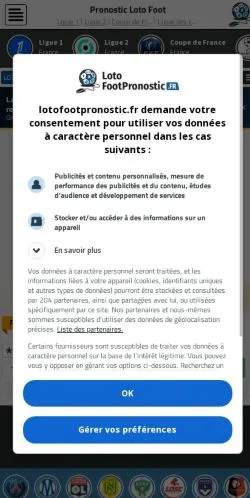 Vista previa del sitio LotoFootPronostic, medio de Francia para artículos patrocinados