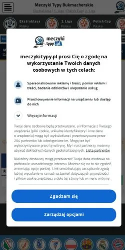 Vista previa del sitio Meczyki Typy, medio de Polonia para artículos patrocinados