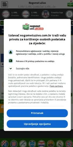 Podgląd witryny Nogomet Uživo, medium z kraju Chorwacja do artykułów sponsorowanych