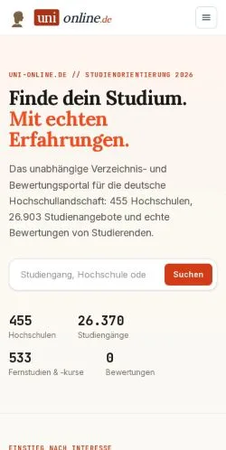 Anteprima del sito Uni-Online, media di Germania per articoli sponsorizzati