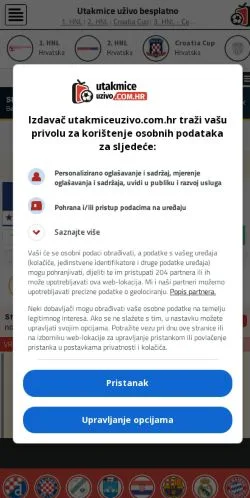 Podgląd witryny Utakmice Uživo, medium z kraju Chorwacja do artykułów sponsorowanych