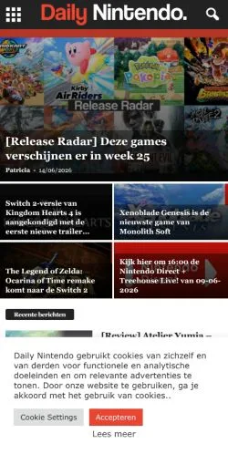 Podgląd witryny Daily Nintendo, medium z kraju Holandia do artykułów sponsorowanych