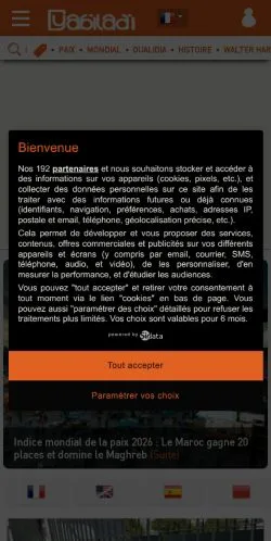 Anteprima del sito Yabiladi, media di Francia per articoli sponsorizzati