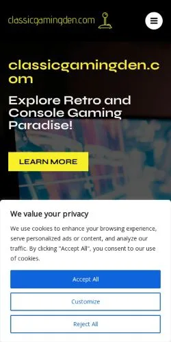 Vista previa del sitio ClassicGamingDen, medio de Estados Unidos para artículos patrocinados