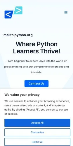 Forhåndsvisning af Mailtopython, medie fra USA til sponsorerede artikler