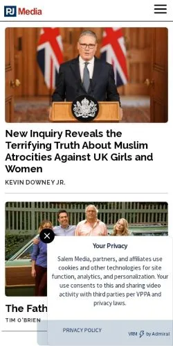 Voorbeeld van de site PJ Media, medium uit Verenigde Staten voor gesponsorde artikelen