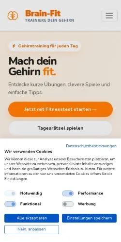 Preview of the Brain-Fit website, a media outlet in Germany for sponsored articles