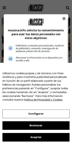 Anteprima del sito Mússica, media di Spagna per articoli sponsorizzati