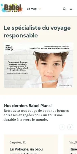Podgląd witryny Babel Voyages, medium z kraju Francja do artykułów sponsorowanych