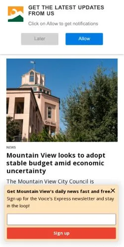 Vista previa del sitio Mountain View Voice, medio de Estados Unidos para artículos patrocinados