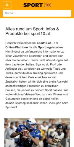 Anteprima del sito Sport10, media di Austria per articoli sponsorizzati