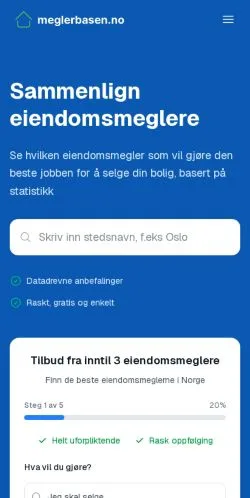 Podgląd witryny Meglerbasen, medium z kraju Norwegia do artykułów sponsorowanych