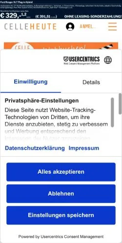 Pré-visualização do site Celle Heute, meio de Alemanha para artigos patrocinados