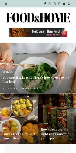 Vista previa del sitio Food & Home Magazine, medio de Estados Unidos para artículos patrocinados
