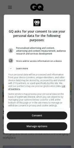 スポンサード記事向けの南アフリカメディア、GQ South Africaのサイトプレビュー