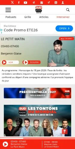 Anteprima del sito Sud Radio, media di Francia per articoli sponsorizzati