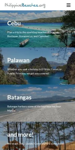Anteprima del sito Philippine Beaches, media di Stati Uniti per articoli sponsorizzati