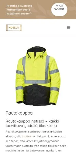 Förhandsvisning av webbplatsen Mobelo, medium i Finland för sponsrade artiklar