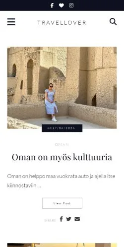 Anteprima del sito Travellover, media di Finlandia per articoli sponsorizzati