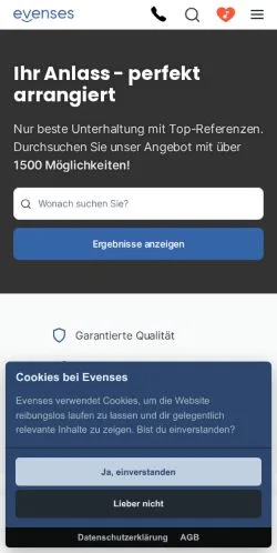 Aperçu du site Evenses, média de Allemagne pour articles sponsorisés