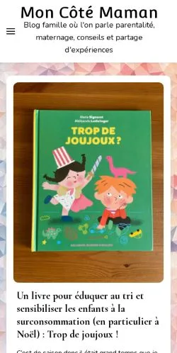 Vorschau der Website Mon Côté Maman, Medium aus Frankreich für gesponserte Artikel