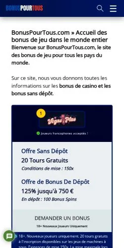 Pré-visualização do site BonusPourTous, meio de França para artigos patrocinados