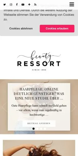 Anteprima del sito Beautyressort, media di Germania per articoli sponsorizzati