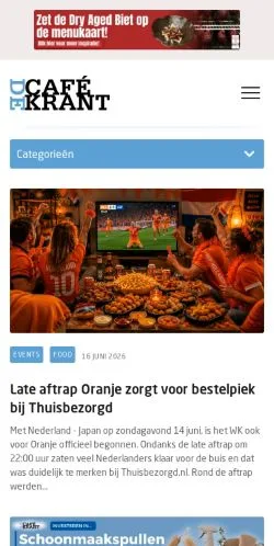 Voorbeeld van de site De CaféKrant, medium uit Nederland voor gesponsorde artikelen