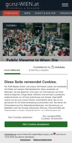 Anteprima del sito Ganz Wien, media di Austria per articoli sponsorizzati