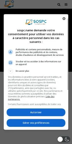 Aperçu du site SOSPC, média de France pour articles sponsorisés
