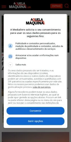 Anteprima del sito Aquela Máquina, media di Portogallo per articoli sponsorizzati